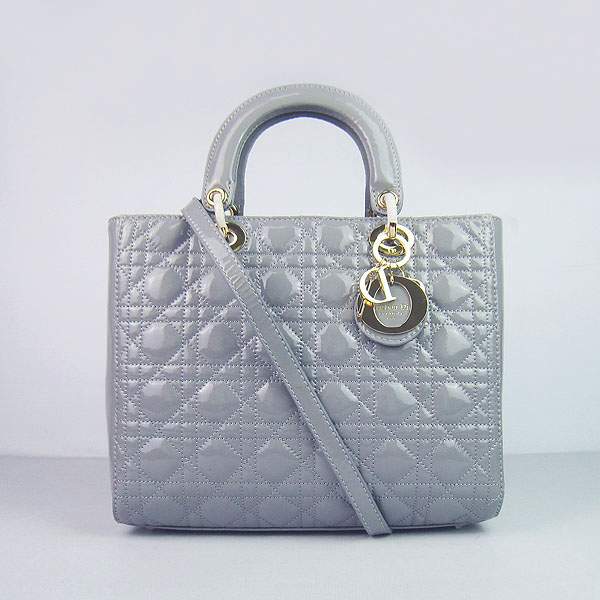 Christian Dior 1886 Patent Leather Shoulder Bag-Gray